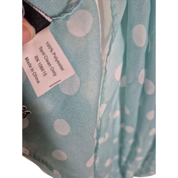 2 Chic Light Gauzy Polka Dot Infinity Scarf Aqua Blue White - Picture 6 of 6